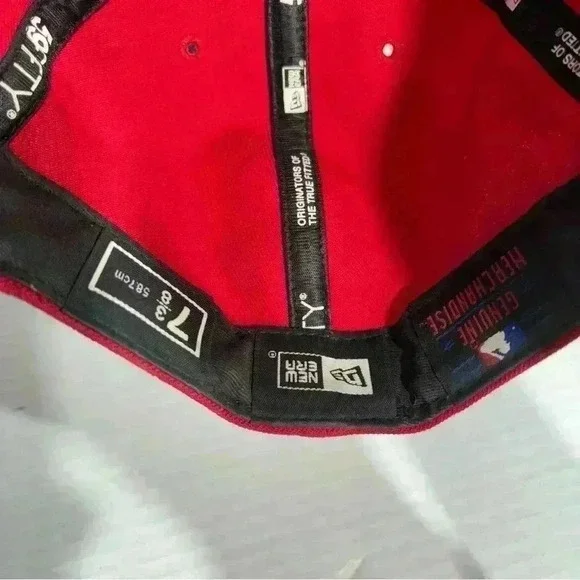 Men's Atlanta Braves New Era Logo 59FIFTY Red And Navy Fitted Hat 7 3/8 Lot Of 3 - Picture 6 of 10